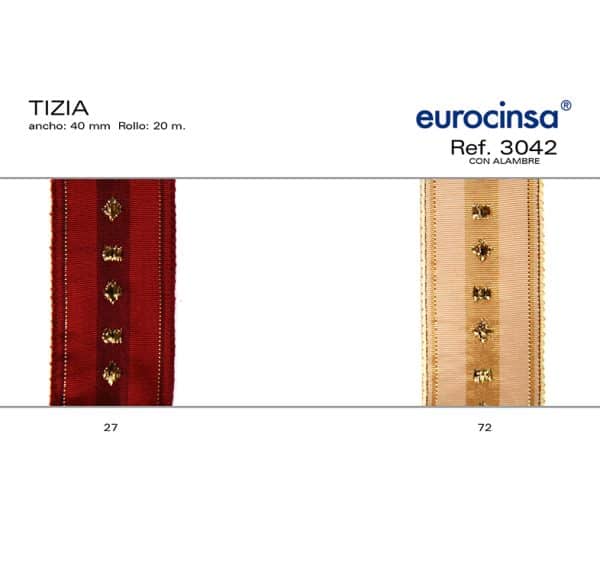 3042-Rollo CINTA TIZIA Ancho 40mm. 20m. CON ALAMBRE