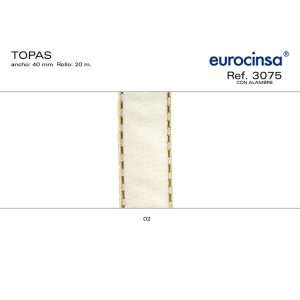 3075-Rollo CINTA TOPAS Ancho 40mm. 20m. CON ALAMBRE