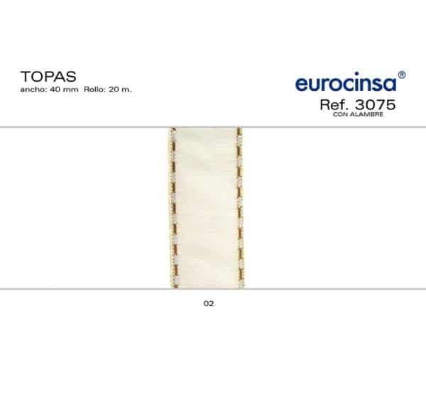 3075-Rollo CINTA TOPAS Ancho 40mm. 20m. CON ALAMBRE