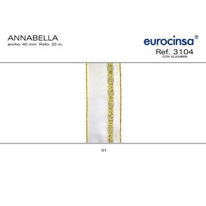 3104-Rollo CINTA ANNABELLA Ancho 40mm. 20m. CON ALAMBRE