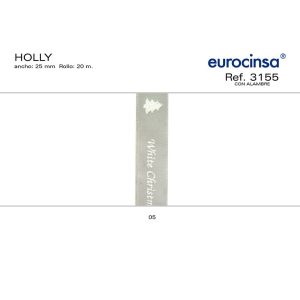 3155-Rollo CINTA HOLLY Ancho 25mm. 20m. CON ALAMBRE