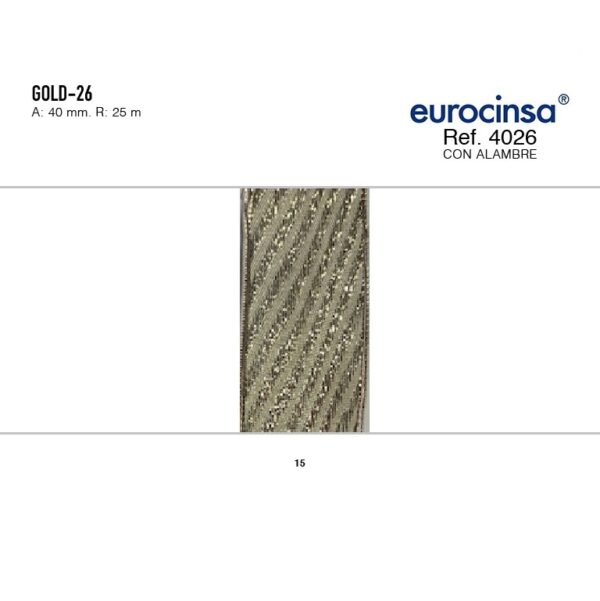4026-Rollo CINTA GOLD-26 Ancho 40mm. 25m. CON ALAMBRE