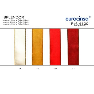 4100-Rollo CINTA SPLENDOR Anchos 15/25/40mm. 50m. CON ALAMBRE