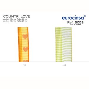 5058-Rollo CINTA COUNTRY LOVE Ancho 25mm. 20m. CON ALAMBRE