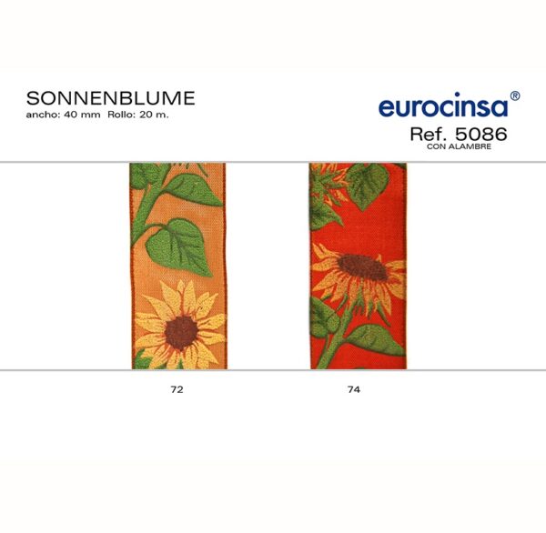 5086-Rollo CINTA SONNENBLUME Ancho 40mm. 20m. CON ALAMBRE
