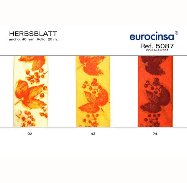 5087-Rollo CINTA HERBSBLATT Ancho 40mm. 20m. CON ALAMBRE
