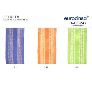 5247-Rollo CINTA FELICITA Ancho 40mm. 15m. CON ALAMBRE