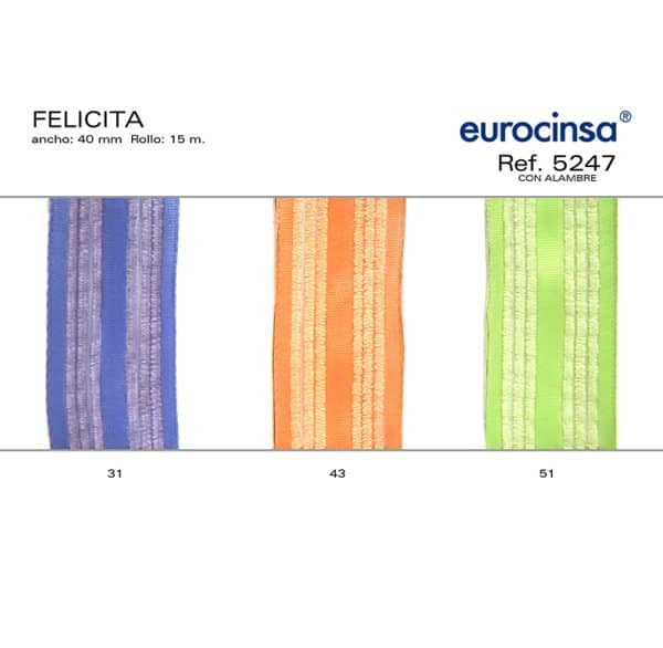 5247-Rollo CINTA FELICITA Ancho 40mm. 15m. CON ALAMBRE