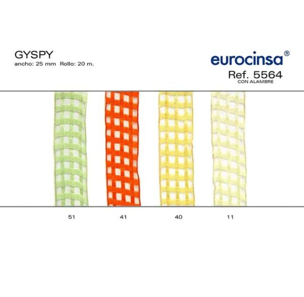 5564-Rollo CINTA GYPSY Anchos 25/40mm. 20m. CON ALAMBRE