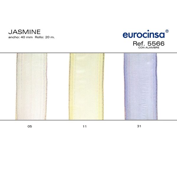 5566-Rollo CINTA JASMINE Ancho 40mm. 20m. CON ALAMBRE