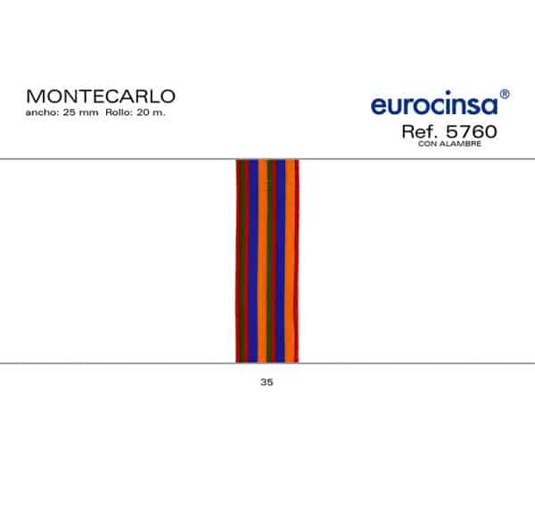 5760-Rollo CINTA MONTE CARLO Ancho 25mm. 20m. CON ALAMBRE