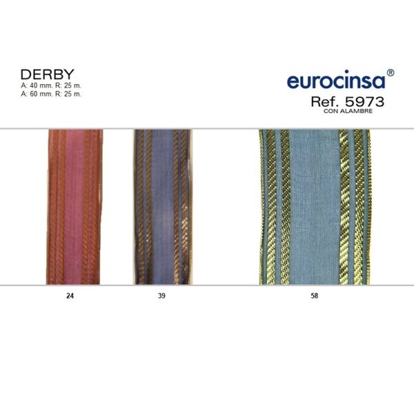 5973-Rollo CINTA DERBY Ancho 40/60mm. 25m. CON ALAMBRE