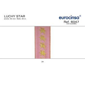 6047-Rollo CINTA LUCHY STAR Ancho 40mm. 25m. CON ALAMBRE