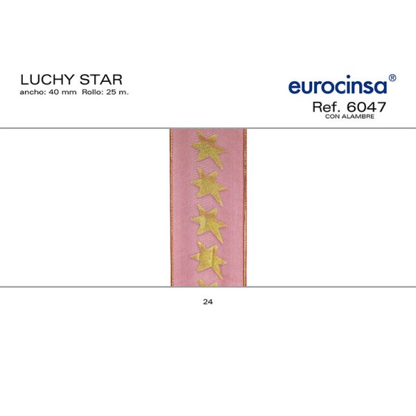 6047-Rollo CINTA LUCHY STAR Ancho 40mm. 25m. CON ALAMBRE