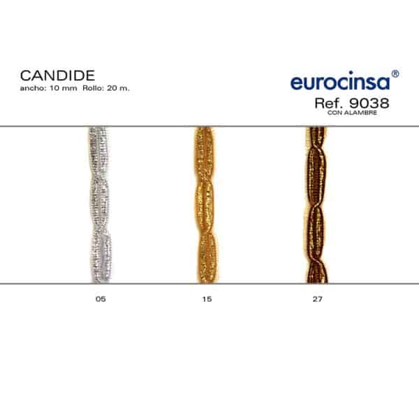 9038-Rollo CINTA CANDIDE Ancho 10mm. 20m. CON ALAMBRE