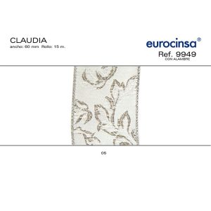 9949-Rollo CINTA CLAUDIA Ancho 60mm. 15m. CON ALAMBRE