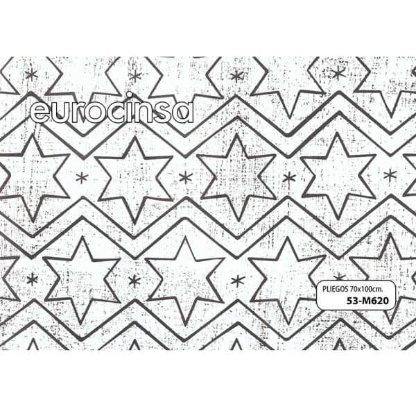 53M620-PLIEGO PAPEL METALIZADO FANTASIA NAVIDAD 70x100cm.