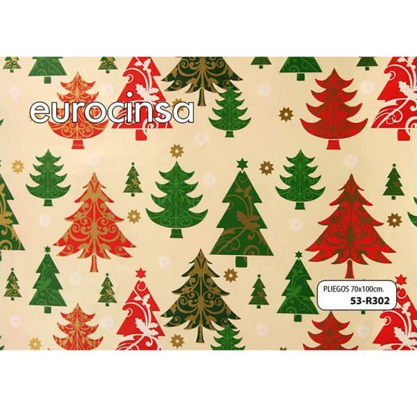 53R302-PLIEGO PAPEL FANTASIA NAVIDAD 70x100cm.