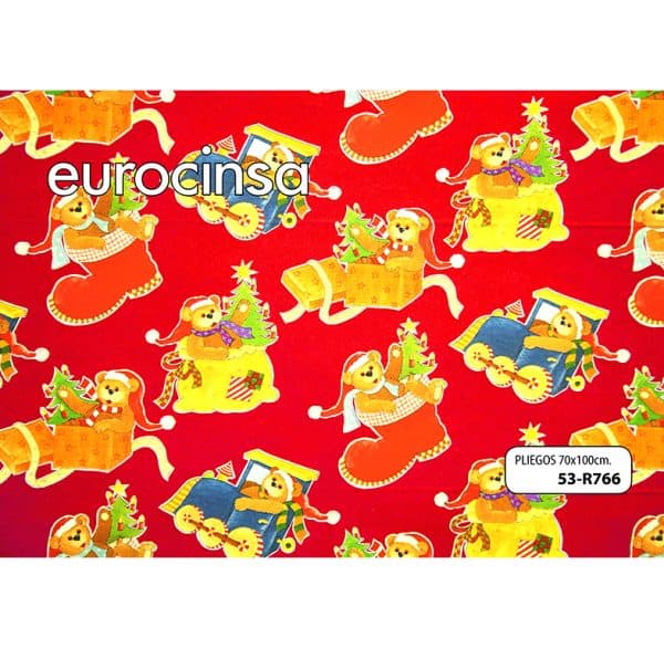 53R766-PLIEGO PAPEL FANTASIA NAVIDAD 70x100cm.