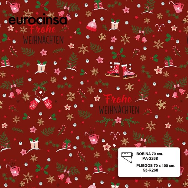 53R268-PLIEGO PAPEL FANTASIA NAVIDAD 70x100cm.