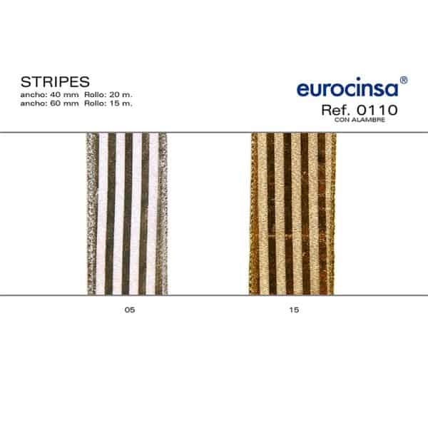 0110-Rollo CINTA STRIPES Ancho 40/60mm. CON ALAMBRE