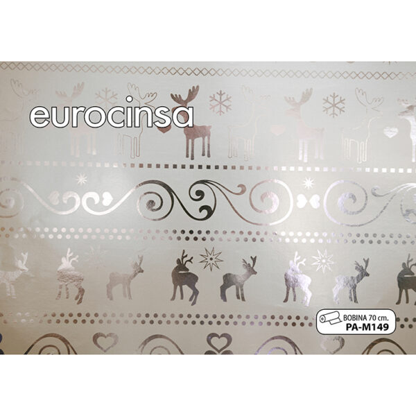 PAM149-Bobina PAPEL METALIZADO FANTASIA NAVIDAD 70cm. x 11,1-12,1kg.