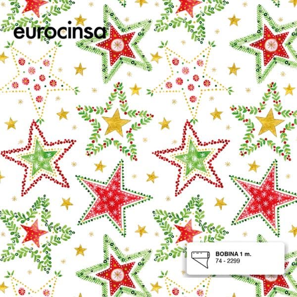 742299-Bobina JUGUETERA PAPEL FANTASIA NAVIDAD 1m. x 14,3-14,8kg.