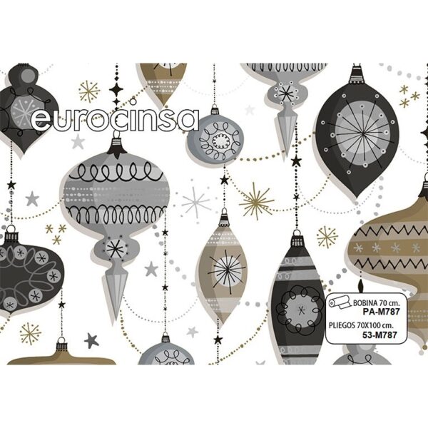 PAM787-Bobina PAPEL METALIZADO FANTASIA NAVIDAD 70cm. x 11,1-12,1kg.