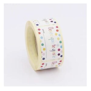 ET302-Rollo ETIQUETAS RECTANGULAR DESEO QUE TE GUSTE FONDO BLANCO IMPRESIÓN TINTA 50 x 30mm. 250uds.