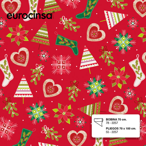 78P257-BOBINA PAPEL FANTASIA NAVIDAD 50 metros 62CM.