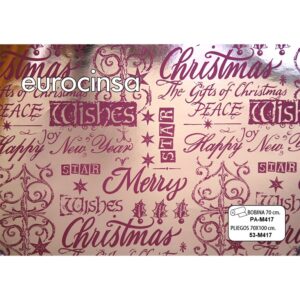 53M417-PLIEGO PAPEL METALIZADO FANTASIA NAVIDAD 70x100cm.