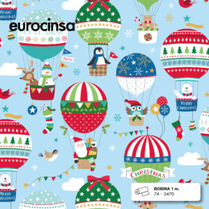 742470-Bobina JUGUETERA PAPEL FANTASIA NAVIDAD 1m. x 14,3-14,8kg.