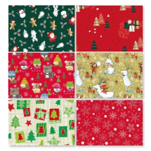 480018-Caja 60 ROLLITOS PAPEL FANTASIA NAVIDAD 70cm. x 2m. CON CARTONETTE