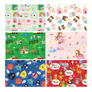 480002-Caja 60 ROLLITOS PAPEL FANTASIA TODO AÑO INFANTIL 70cm. x 2m. CON CARTONETTE