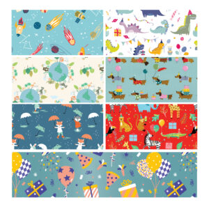 482022-Caja 55 ROLLITOS PAPEL FANTASÍA COLECCIÓN INFANTIL 70cm. x 2m. CON CARTONETTE