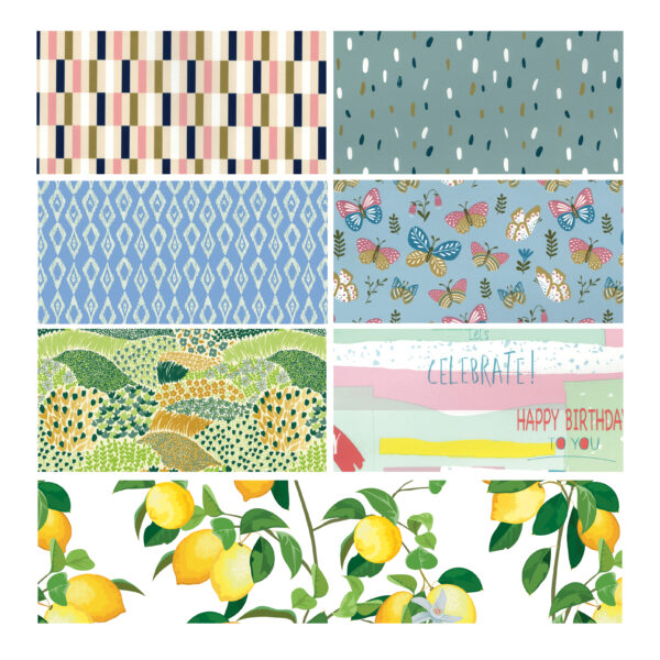 482023-Caja 55 ROLLITOS PAPEL FANTASÍA COLECCIÓN CHIC 70cm. x 2m. CON CARTONETTE