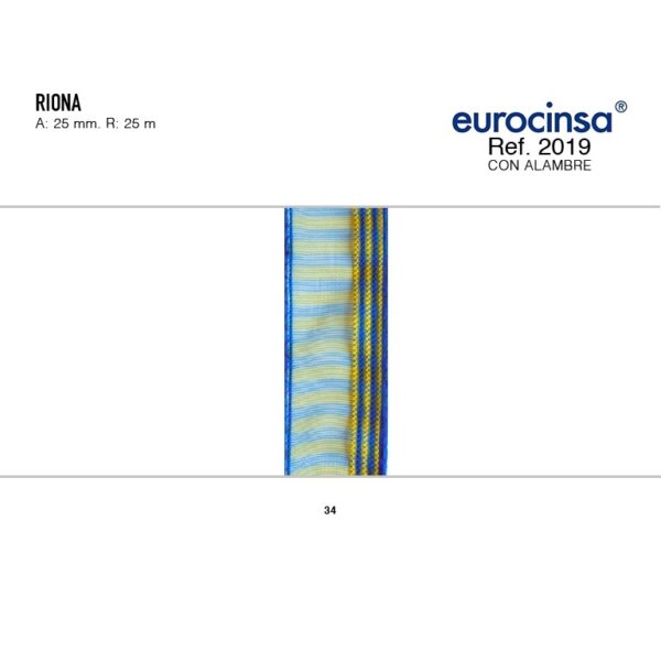 2019-Rollo CINTA RIONA Ancho 25mm. 25m. CON ALAMBRE