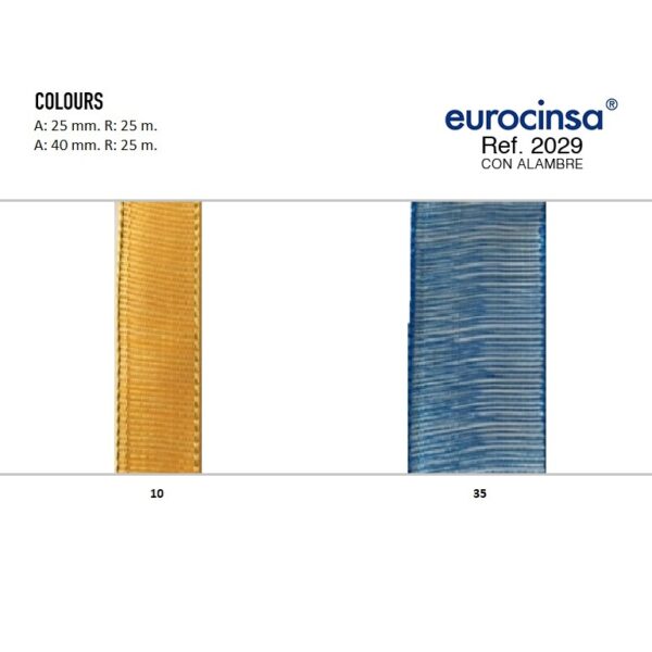 2029-Rollo CINTA COLOURS Anchos 25/40mm. 25m. CON ALAMBRE