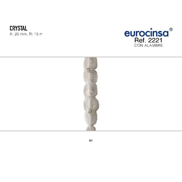 2221-Rollo CINTA CRYSTAL Ancho 20mm. 15m. CON ALAMBRE