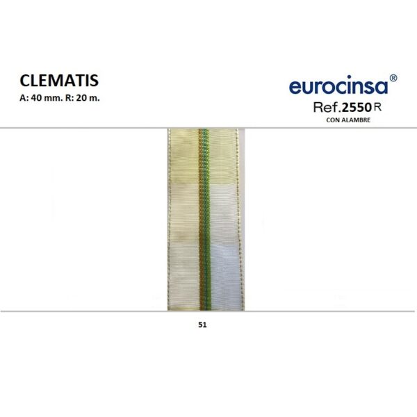 2550R-Rollo CINTA CLEMATIS Ancho 40mm. 20m. CON ALAMBRE