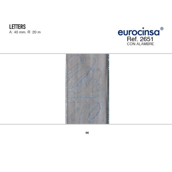 2651-Rollo CINTA LETTERS Ancho 40mm. 20m. CON ALAMBRE