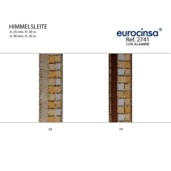 2741-Rollo CINTA HIMMELSLEITE Anchos 25/40mm. 20m. CON ALAMBRE