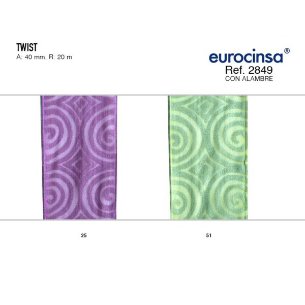 2849-Rollo CINTA TWIST Ancho 40mm. 20m. CON ALAMBRE