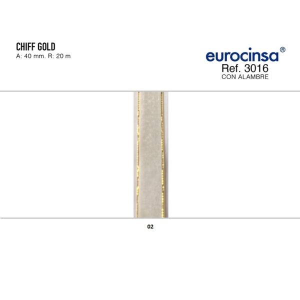 3016-Rollo CINTA CHIFF GOLD Ancho 10mm. 50m. CON ALAMBRE