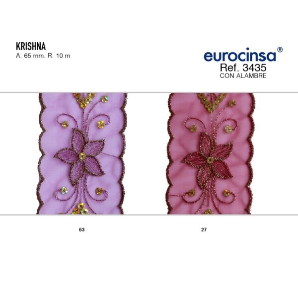 3435-Rollo CINTA KRISHNA Ancho 65mm. 10m. CON ALAMBRE