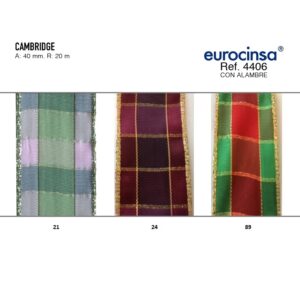 4406-Rollo CINTA CAMBRIDGE Ancho 40mm. 20m. CON ALAMBRE