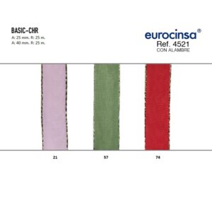 4521-Rollo CINTA BASIC-XMAS Ancho 25/40mm. 25m. CON ALAMBRE