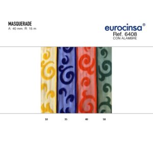 6408-Rollo CINTA MASQUERADE Ancho 40mm. 15m. CON ALAMBRE