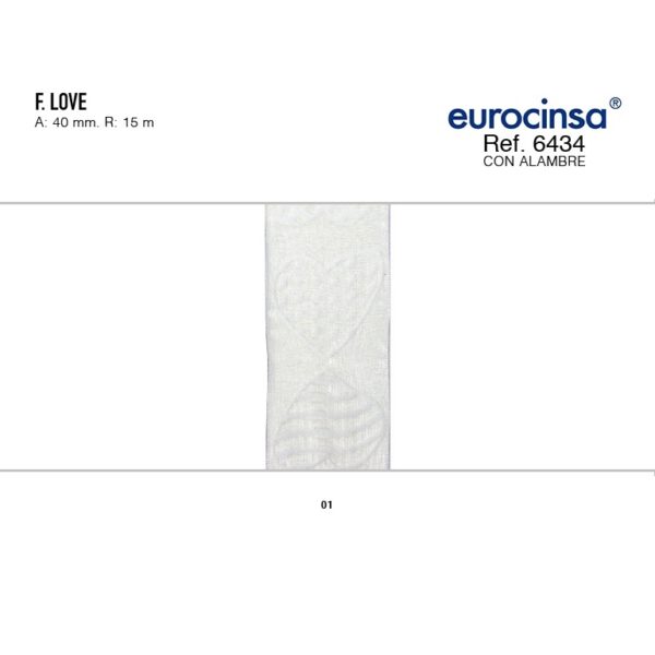 6434-Rollo CINTA LOVE Ancho 40mm. 15m. CON ALAMBRE