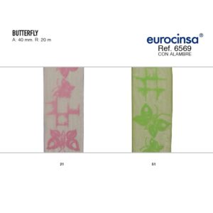 6569-Rollo CINTA BUTTERFLY Ancho 40mm. 20m. CON ALAMBRE